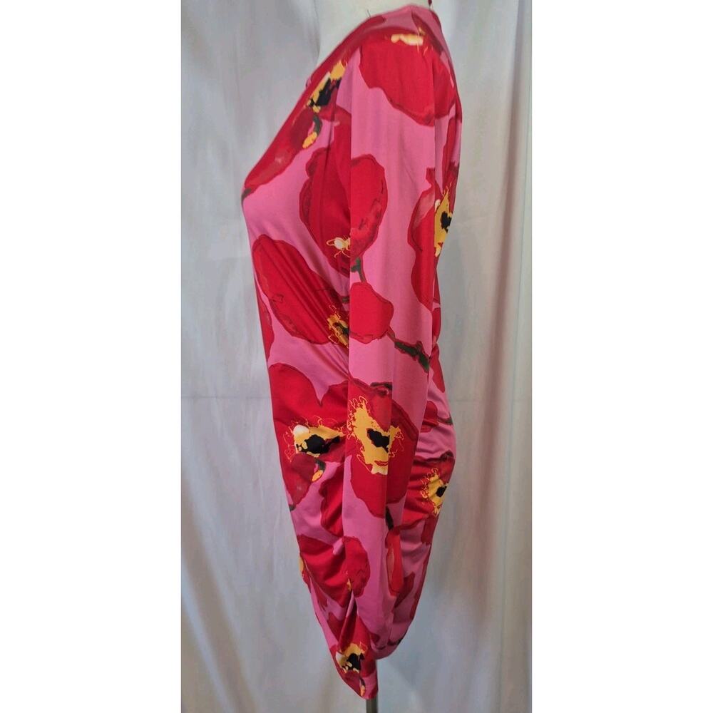 Carolina Herrera Red Floral Long Sleeve Mini Dress Small - Picture 6 of 10